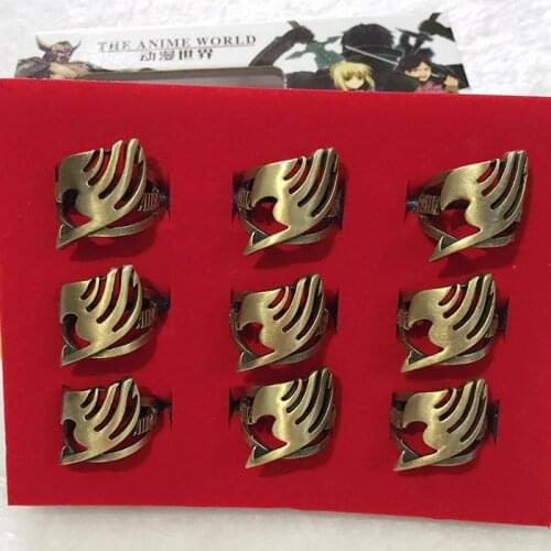 9 pcs/set Fairy tail ring action figure Model Toy Fairy tail Periphery Key Chains Key Ring Phone Strap Jewelry In Box