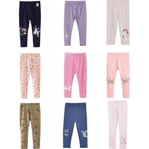 Embroidery Cartoon Dots Stretched Kids Girls Leggings 100% Cotton Brand 2020 Children Bebe Skinny Pencil Pants Baby Girl Clothes