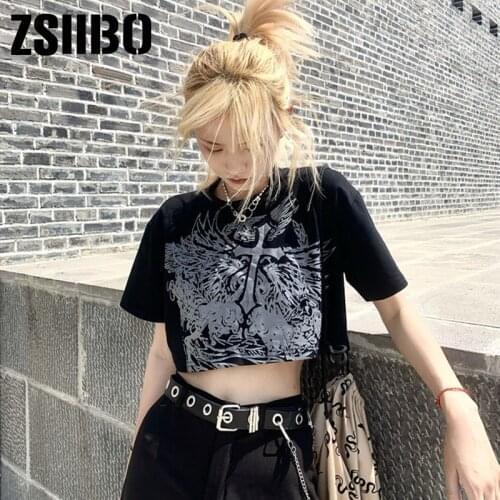 Tee Short Goth Kleding Korte Mouw album y2k Crop Top Harajuku Grafische T-shirt Gothic Stijl Voor Vrouwen Ulzzang Tshirt Zomer