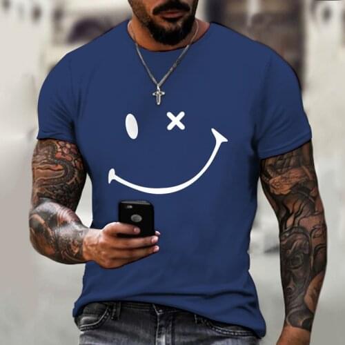 Mens T-shirt Oversized Vintage Short Sleeve Summer New Tshirts Fashion Harajuku Ethnic Letters Print T Shirts Men Smiley T-shirt
