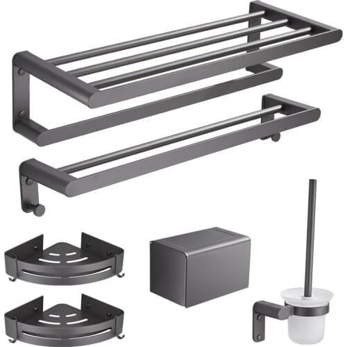 Jazz Gray Bathroom Accessories Towel Rack Toilet Paper Holder Bathroom Shelf Toothbrush Cup