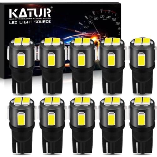 Katur 10PCS Led Car Lampada Light T10 194 168 w5w Led Parking Bulb Auto Wedge Clearance Lamp Super White 5730 SMD Upgraded T10