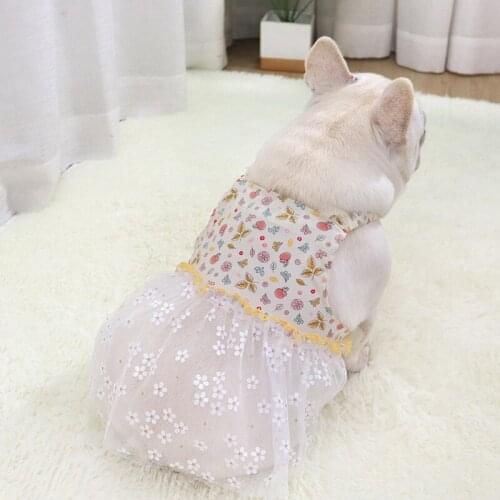 Kawaii Print Pet Dog Dress for Small Medium Dogs Frenchie Bulldog Clothes Korea Style Pug Skirt Dogs Pets Clothing Dropshipping