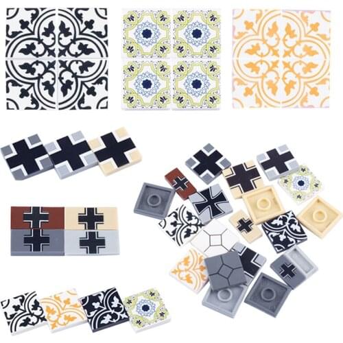 MOC Custom Bricks Building Blocks Printed Block Tiles Parts 2X2 City House Floor Figures Accessories Creator Letters Kids Toys