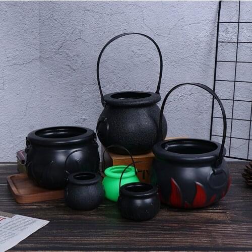 Halloween Candy Pot Halloween Cauldron Novelty Halloween Bucket Ornament Skull Witch Toy