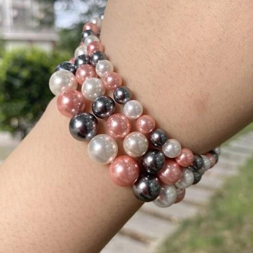 6/8/10/12mm White Pink Black Natural Round Pearl Shell Beads Smooth Loose Bead Necklace Bracelet Seashell For Jewelry Making