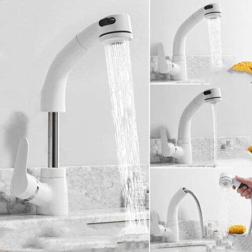 Kitchen Faucet with Shower Head Gold/Chrome/Black/White Kitchen Sink Faucet Pull Out Sink Faucet Mixer Tap Faucet