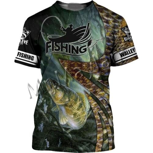 Summer Fashion Animal Walleye Fishing Art Colorful Men/Women Leisure O-Neck T-shirt 3D Print Unisex Hipster Tee Tank Tops S-316