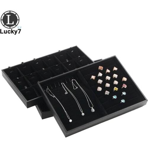Black PU Leatherette Jewelry Tray Box Ring Pendant Bracelet Necklace Tray Jewelry Storage Tray Display Jewelry Ring Suit Display