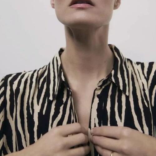 Baggy blouse for Spring office shirt with long sleeves tops strip printed blouse