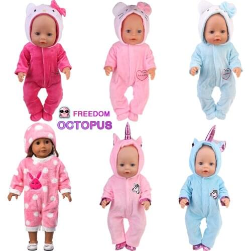 Cute Hot Sale 43cm New Baby Dolls Siamese Clothes Unicorn Suit Kitten Rabbit And Pony Doll Clothes Set For 18inch American Doll