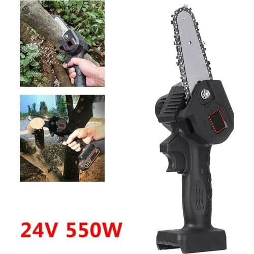 24V Mini Electric Chain Saw 550W Chainsaw Garden Pruning One-Hand Tool Without Battery Wood Cutter Rechargeable Power Tool