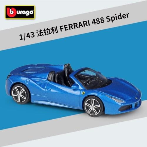 Bburago 1: 43 Ferrari 488 Spider blue alloy car model Collection Gift Decoration toy