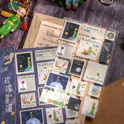 Washi Sticker Set Vintage Stationery Sticker Postmark Stamp Little Prince Mushroom Diy Decorative Label For Scrapbooking Album