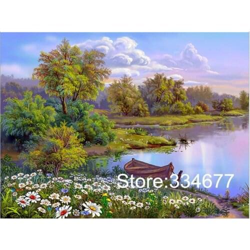 Cross Stitch Kits Crafts Beautiful spring Scenic lake Art Needlework 14CT Unprinted Embroidered Handmade Wall Home Decor
