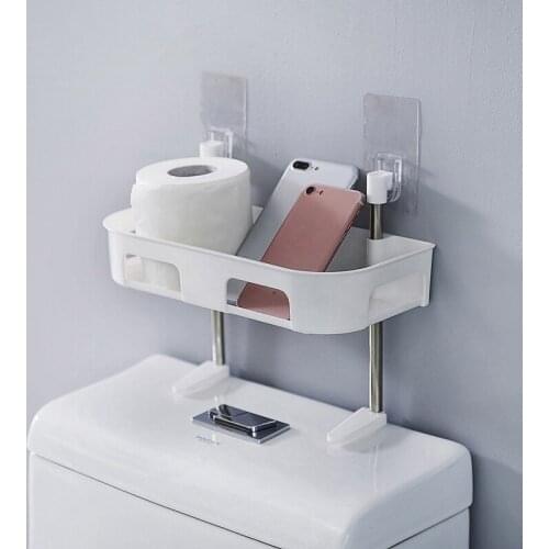 Plastic Bathroom Shelf Multi-layer Adhesive Shower Shelf Soap Holder Kitchen Storage Rack for Bathroom Toilet Sundries Organizer