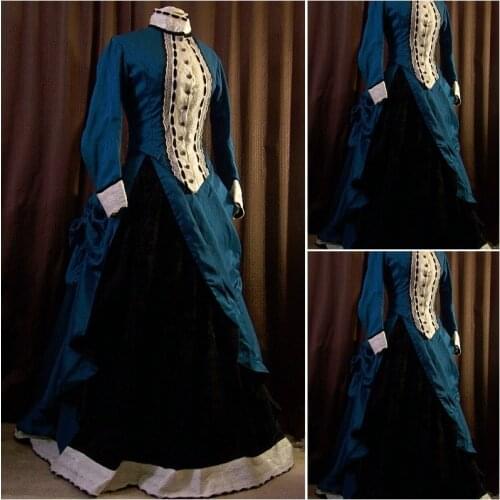 Sc-093 Victorian Gothic/Vintage Dress Halloween Theater Movie dresses with puff sleeve Sz US 6-26 XS-6XL