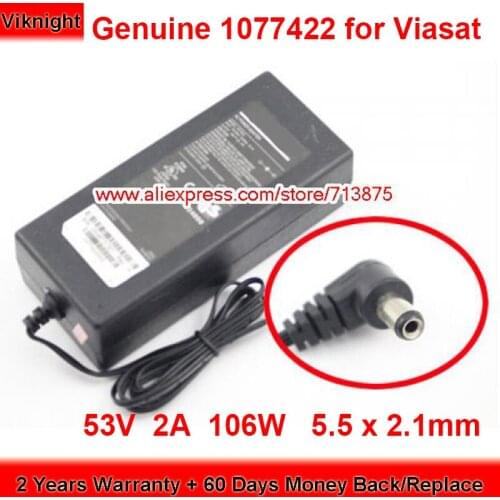 Genuine 1077422 53V 2A AC Adapter for Viasat RM4100 106W Charger with 5.5 x 2.1mm Plug Power Supply