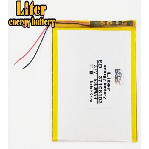 Polymer Rechargeable lithium battery 37108103 3.7V 5000mAh battery pack For DIY GPS for tablet pc 8 inch 9inch
