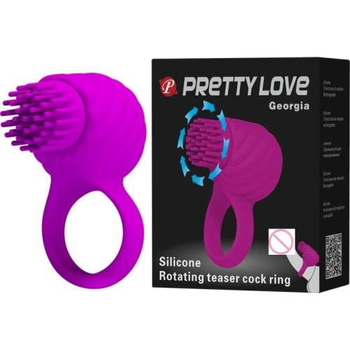 Pretty love 3 function spinning rotations silicone delay penis cock ring vibrator clitoris massager brush rechargeable sex toys