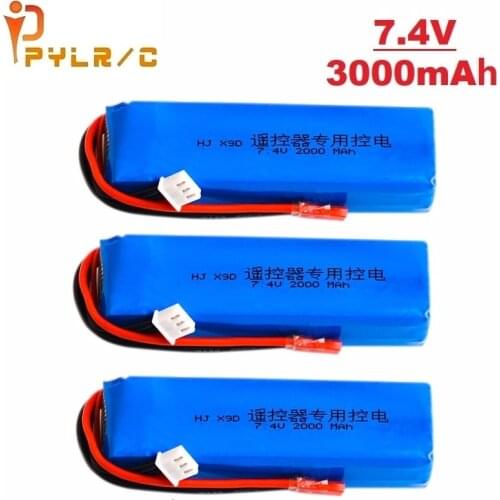 PYLR/C Power 7.4V 3000mah Lipo Battery Rechargeable For Frsky Taranis X9D Plus Transmitter Remote Controller Spare Parts 3pcs