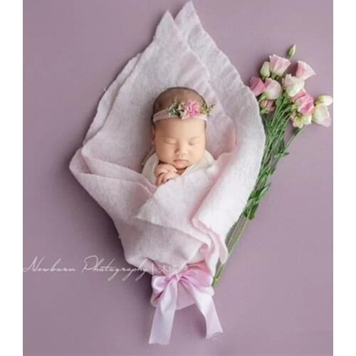Dvotinst Newborn Photography Props Baby Wool Flora Wraps Blanket Basket Filler Stuffer Fotografia Accessories Studio Photo Props