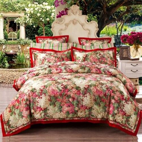 Oriental jacquard luxury bedding, large and king-size duvet cover sheets, colorful flowers for a rich life