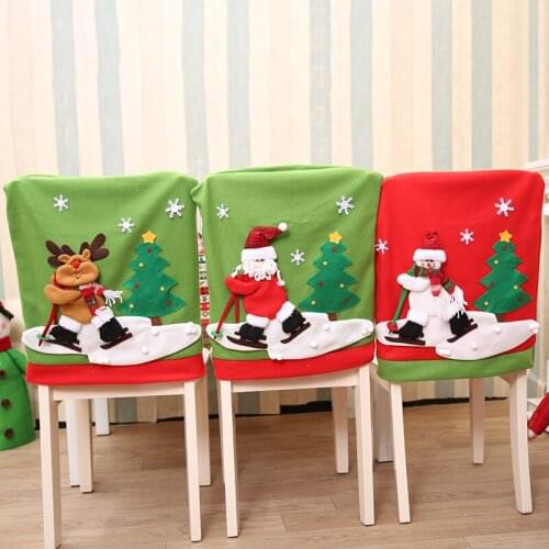 Christmas Chair Cover Santa Snowman Elk Print Bench Cover Chair Protective Cloth Christmas Decorations Chair Cover Xmas New Year