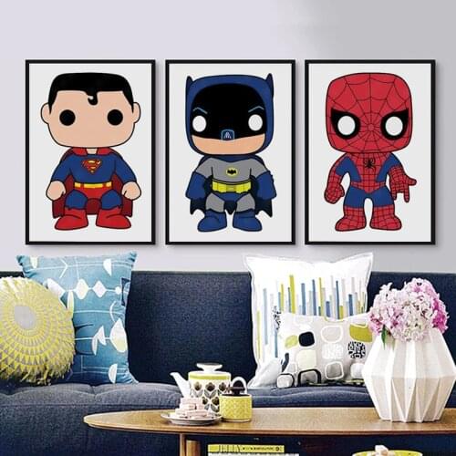 Marvel Cartoon Superheroes Wall Art Canvas Print Painting Iron Man Spiderman Poster Children Living Room Home Decor Nordic Mural