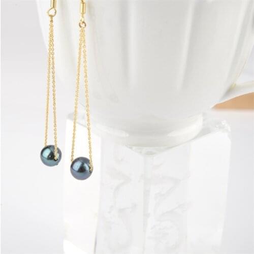 MADALENA SARARA 8-8.5mm Saltwater Pearl Tahitian Pearl Earrings Sterling Silver Earrings Luxury Elegant Jewelry