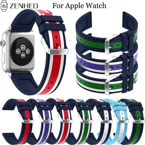Colorful Silicone Wrist Strap for Apple Watch Band 38mm 42mm Rubber Sport Bracelet Wrist Band for iwatch Watchband