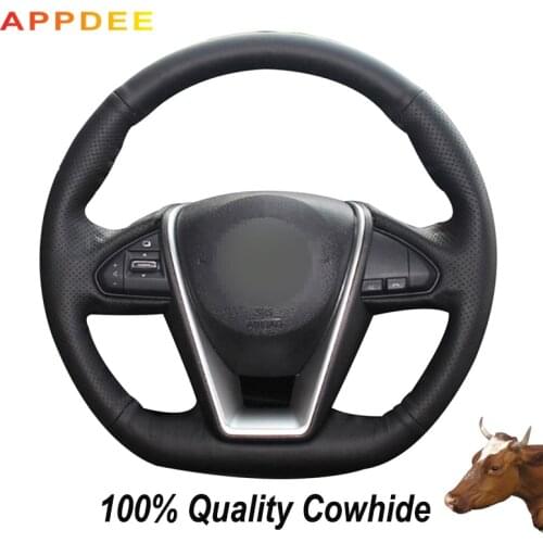Hand-stitched Black Genuine Leather Steering Wheel Cover for Nissan Lannia 2015 Maxima 2016