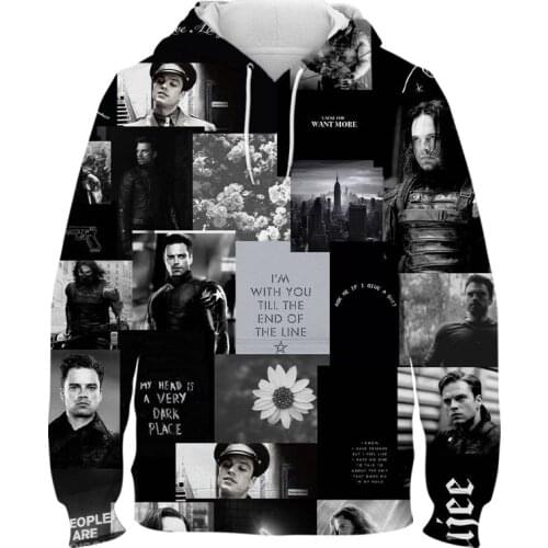 Marvel 2021 Long Sleeve 3D Printed Bucky Barnes Winter Soldier Hoodies Sweatshirts Men 90s Unique Hoody Hooded Jacket Clothing