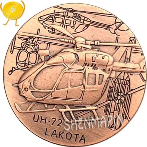 US Army UH-72 Lakota Helicopter Commemorative Coin Fighter Transport Main Force Challenge Coin Red Copper Coins Collectibles
