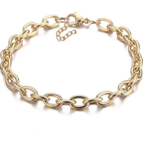 WANGLUFEI Gold Punk Curb Link Chain Necklaces for Women Thick Chunky Chain Statement Necklace Pendants Choker Wholesale Jewelry