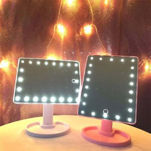 Makeup Mirror with 22 LED Light Touch Screen Switch Desktop Vanity Mirror Tabletop Travel Makeup Tool Portable Cosmetic Mirror