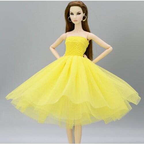 Yellow Summer Dress Short Ballet Dress For Barbie Doll Clothes Vestidoes Clothes For Barbie Dolls Outfits 1/6 Doll Accessories