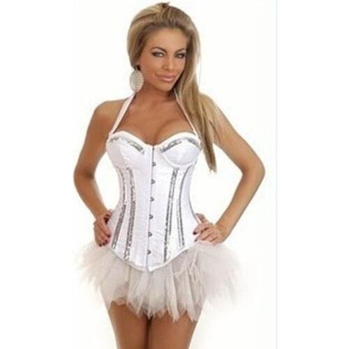 Women Sexy Lingerie Bustier Lace Up Corselet Corset Pleated Corsets And Bustiers With tutu skirt 110