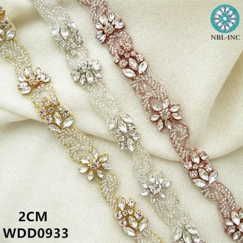 10 yards )Bridal beaded sewing crystal Rhinestone Applique Trim iron on for wedding dress rhinestone applique WDD0933