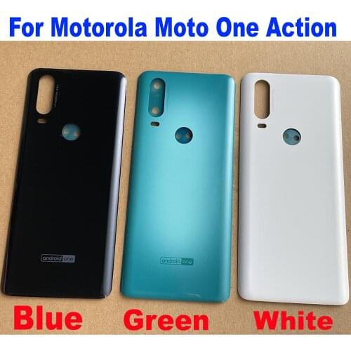 100% Original New Rear Battery Cover Housing Door For Motorola Moto One Action XT2013 Back Panel Case Chassis Lid + Adhesive