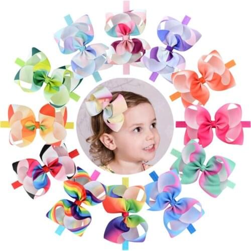 12pcs New Baby Hair Bow Flower Headband Color Ribbon Hair Band Handmade DIY Hair Accessories For Children Newborn Free Shipping