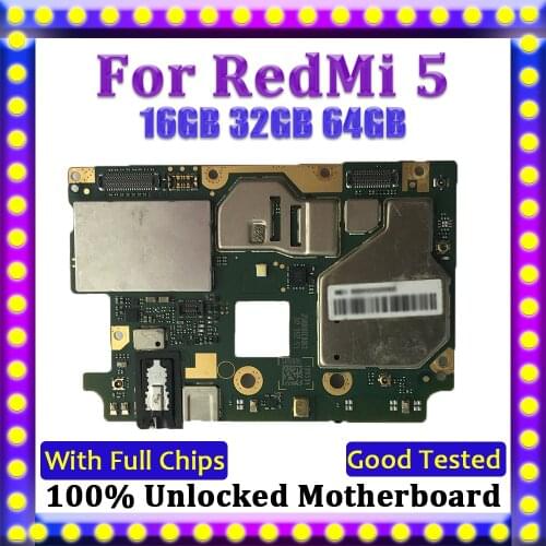 16GB 32GB 64GB For RedMi 5 HongMi 5 Motherboard,Disassemble Original Mainboard For HongMi RedMi 5 Logic Board With Full Chips