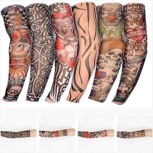 6PCS Riding Seamless Tattoo Sleeve Riding Sunscreen Flower Arm Sleeve Summer Riding Driving Arm Sunscreen Long Sleeve