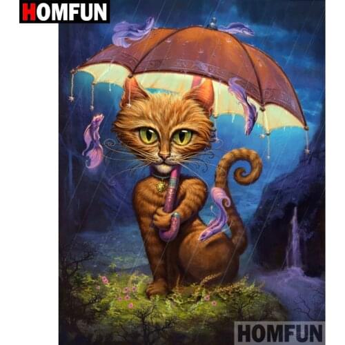 HOMFUN 5D DIY Diamond Painting Full Square/Round Drill "Cartoon cat" Embroidery Cross Stitch gift Home Decor Gift A08365