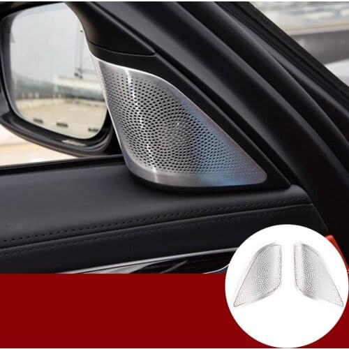 Car Interior Accessories For BMW 7 Series G11 G12 2016- 2020 Silver Aluminum Alloy Treble Audio Speaker Tweeters Cover Net cover