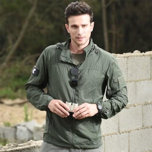 Thoshine Brand Summer Men Outdoor Jacket Skin Lightweight Waterproof Sunscreen Quick Dry Breathable Skin Coat Windbreaker Hooded
