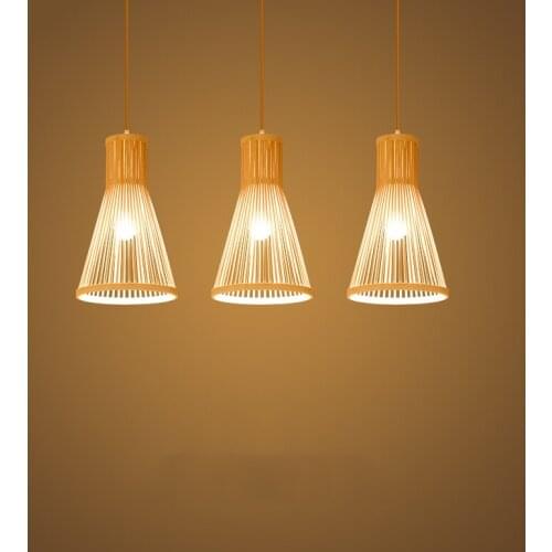 Wood Pendant Light Bamboo Wicker Rattan Light Suspension hanging Lamp E27 Holder Fixture Wooden Ceiling Light