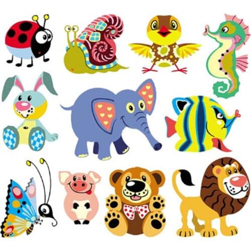 Children Cute Animal Combination Clothing Applications Sticker Iron on Patches DIY T-shirt Heat Transfer Vinyl Clothes Applique