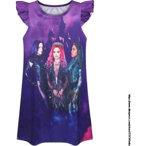 Disney Descendants NEW Designs Baby Girls Printing Milk Silk Nightgowns Children Short Sleeve Night Dress Kids Gowns Nightdress