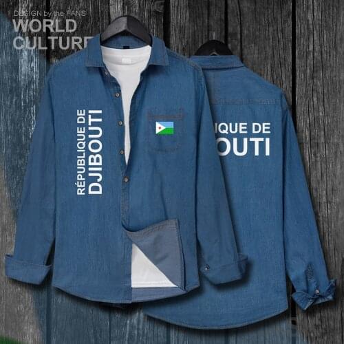 Djibouti DJI Djiboutian DJ Men Flags Clothes Autumn Cotton Long Sleeve Cowboy Casual Coat Fashion Turn-down Collar Jeans Shirt